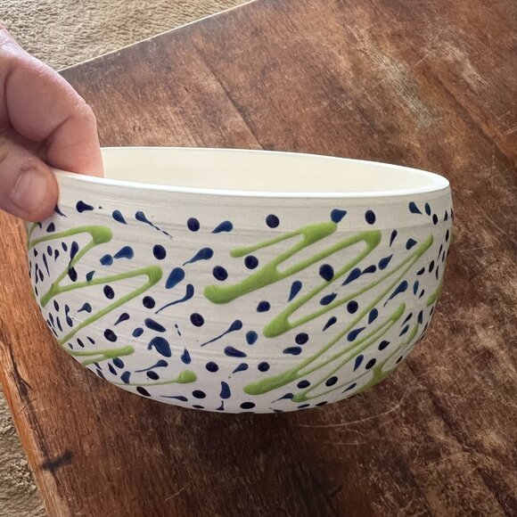 Handmade Large Abstract Colorful Pottery Bowl Signed - Picture 5 of 5